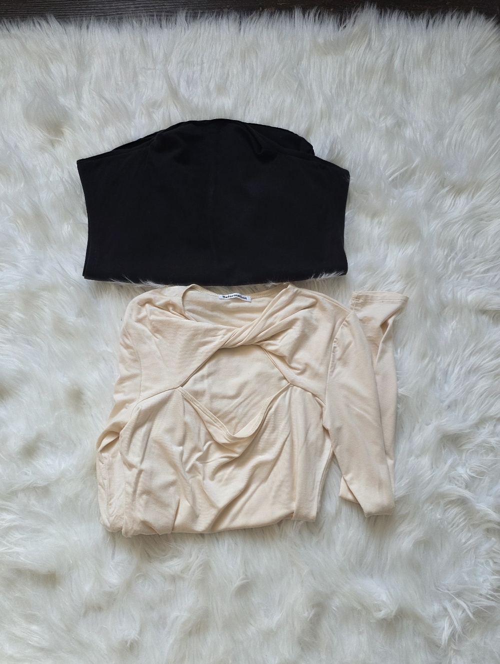 Reformation Long-Sleeve Beige Bodysuit